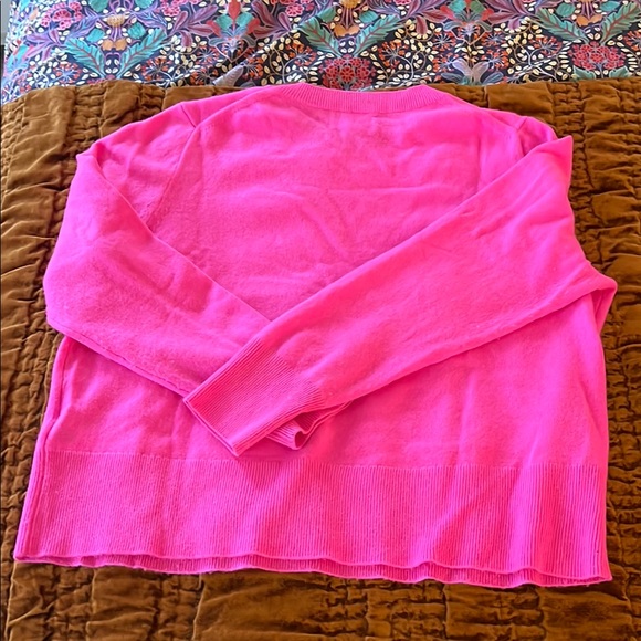 J. Crew Women's Neon Pink Cashmere Classic Fit Sweater - Picture 3 of 4